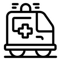 Line icon of an ambulance rushing to an emergency situation vector