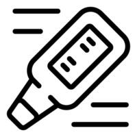 Electronic thermometer showing high temperature reading icon vector