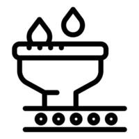 Conveyor belt system pouring liquid in container icon vector