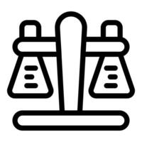 Balance scale comparing two erlenmeyer flasks for science experiment vector