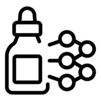 Essential oil bottle connecting with network of circles representing diffusion or molecular structure vector