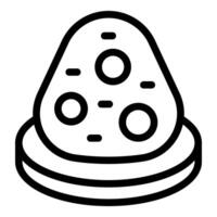 Simple line drawing of a moon rock resting on a pedestal vector