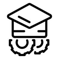 Graduation hat representing learning process with rotating gears vector