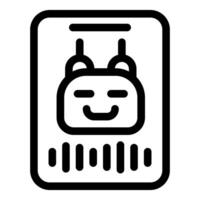 Robot face showing happiness on digital id card vector