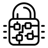 Digital padlock protecting data with blockchain technology vector