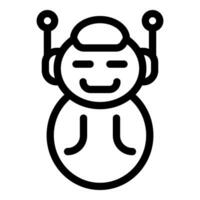 Friendly robot smiling and showing positivity with antennae vector