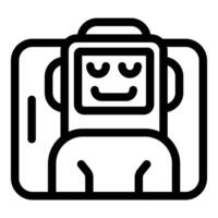 Robot relaxing inside smartphone screen enjoying modern technology vector