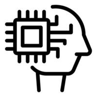 Human head profile with cpu showing artificial intelligence vector