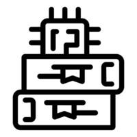 Microchip standing on books symbolizing artificial intelligence learning vector