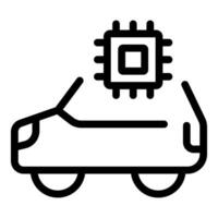 Smart car with ai chip representing artificial intelligence on the road vector