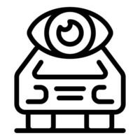 Self driving autonomous vehicle watching road with ai technology icon vector