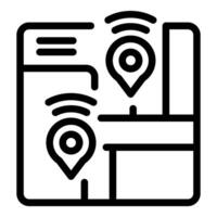 Navigation app showing route with two pins marking locations on map vector