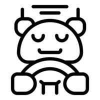 Cute robot driving a car in autonomous mode with closed eyes vector