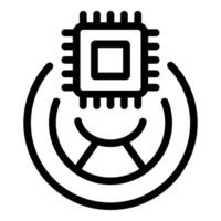 Microchip connecting to wireless network icon vector