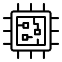 Simple line icon representing a microchip processing data vector