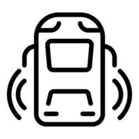 Autonomous self driving bus detecting objects using sensors icon vector
