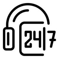 Headset connected to a calendar showing 24 7 availability for customer support vector
