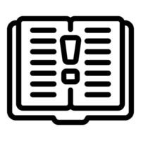 Open book icon with exclamation mark emphasizing important information vector