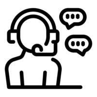 Call center operator wearing headset and speaking with customer service vector