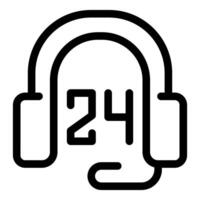 Headset showing 24 hours for 247 online support availability vector