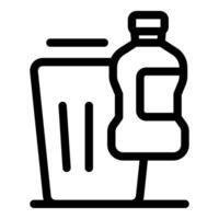 Plastic bottle being recycled in a container icon vector
