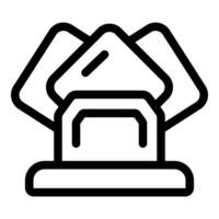 Toaster preparing three slices of bread for breakfast line icon vector