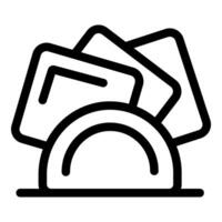 Credit card stand holding three cards for easy access vector