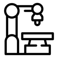 Robotic arm moving over product line for assembly vector