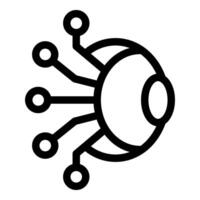 Cyber eye connecting with data through digital wires vector