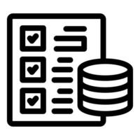 Database storing data from checklist icon representing data analysis vector