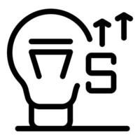 Light bulb increasing intelligence quotient score symbol icon vector