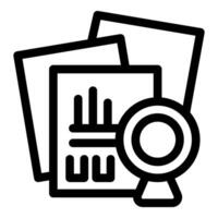 Magnifying glass analyzing charts and graphs for business insights vector