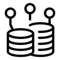 Data transferring from one server to another with location pins icon vector