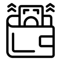 Wallet increasing money value showing growth wealth and savings vector
