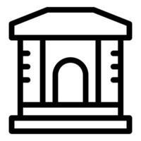 Building with columns and arched entrance line icon vector