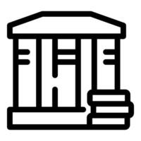 Bank building facade with columns and steps icon vector