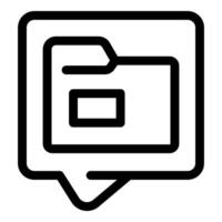 Speech bubble showing open folder icon for data storage vector