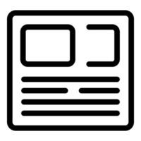 Simple black and white icon of a blog post representing online content vector