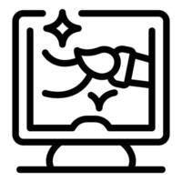 Digital artist painting on computer screen with brush vector
