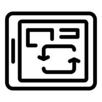 Tablet showing data analysis with download and upload arrows vector