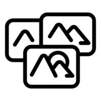 Multiple image gallery icon showing pictures displaying mountains vector