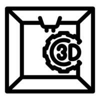 3d printer creating gear in square shape room icon vector