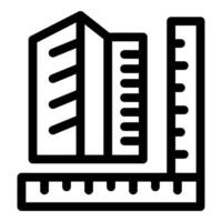 Architect measuring buildings with huge ruler icon vector