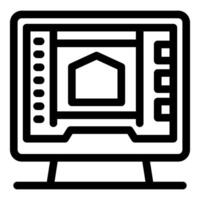 Architect designing modern house on computer software vector