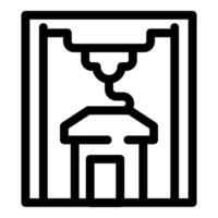 3d printer creating model house icon vector
