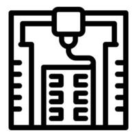 3d printer printing object layer by layer from top view vector