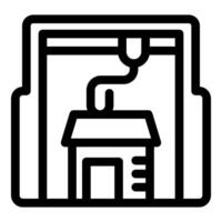 3d printer creating a small house model icon vector