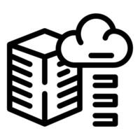Datacenter connecting to cloud computing system icon vector