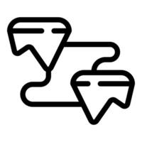 Route showing two locations with pins connected by line vector