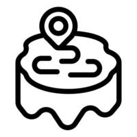 Location pin showing path on a terrain with winding road vector